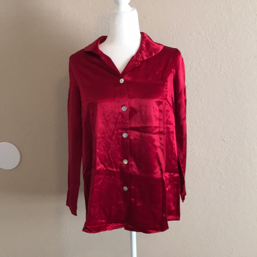 In Due Time Maternity Red Silky Shirt